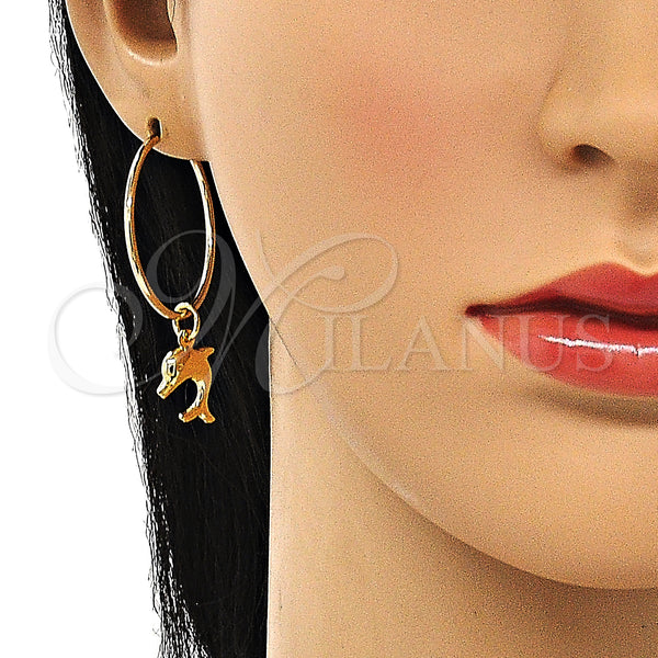Gold Filled Hoop Earrings — Medium Hoop Dolphin Design Polished 02.63. — alternate product view — SKU 147965 | Oro Laminado aretes de aro — Medium Hoop Dolphin diseño pulido 02.63. — SKU 147965
