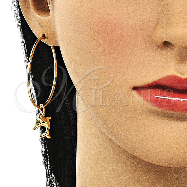 Gold Filled Hoop Earrings — Medium Hoop Dolphin Design Polished 02.63. — alternate product view — SKU 147966 | Oro Laminado aretes de aro — Medium Hoop Dolphin diseño pulido 02.63. — SKU 147966