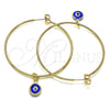 Oro Laminado Large Hoop, Gold Filled Style Evil Eye Design, Blue Resin Finish, Golden Finish, 02.63.2743.50