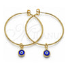 Oro Laminado Large Hoop, Gold Filled Style Evil Eye Design, Blue Resin Finish, Golden Finish, 02.63.2743.50