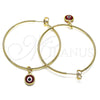 Oro Laminado Large Hoop, Gold Filled Style Evil Eye Design, Red Resin Finish, Golden Finish, 02.63.2743.1.50