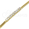 Oro Laminado Fancy Bracelet, Gold Filled Style with White Cubic Zirconia, Polished, Golden Finish, 03.283.0134.07 (05 MM Thickness, 7 Inches Length)