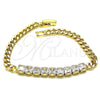 Oro Laminado Fancy Bracelet, Gold Filled Style with White Cubic Zirconia, Polished, Golden Finish, 03.283.0134.07 (05 MM Thickness, 7 Inches Length)