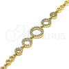 Oro Laminado Fancy Bracelet, Gold Filled Style with White Micro Pave, Polished, Golden Finish, 03.283.0146.07 (05 MM Thickness, 7 Inches Length)