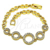 Oro Laminado Fancy Bracelet, Gold Filled Style with White Micro Pave, Polished, Golden Finish, 03.283.0146.07 (05 MM Thickness, 7 Inches Length)