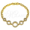 Oro Laminado Fancy Bracelet, Gold Filled Style with White Micro Pave, Polished, Golden Finish, 03.283.0146.07 (05 MM Thickness, 7 Inches Length)