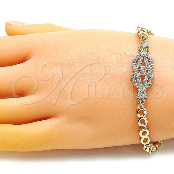 Gold Filled Bracelet — Fancy Bracelet Baguette Design with White Cubic Zirconia — alternate product view — SKU 147995 | Oro Laminado brazalete — elegante Bracelet Baguette diseño with blanco Cubic Zirconia — SKU 147995