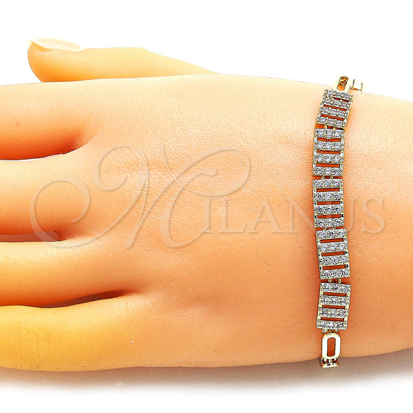 Gold Filled Bracelet — Fancy Bracelet with White Micro Pave Polished 03. — alternate product view — SKU 148000 | Oro Laminado brazalete — elegante Bracelet with blanco Micro Pave pulido 03. — SKU 148000