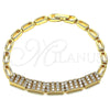 Oro Laminado Fancy Bracelet, Gold Filled Style with White Micro Pave, Polished, Golden Finish, 03.283.0154.08 (04 MM Thickness, 8 Inches Length)