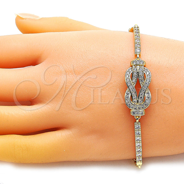 Gold Filled Bracelet — Fancy Bracelet with White Micro Pave Polished 03. — alternate product view — SKU 148001 | Oro Laminado brazalete — elegante Bracelet with blanco Micro Pave pulido 03. — SKU 148001