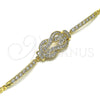 Oro Laminado Fancy Bracelet, Gold Filled Style with White Micro Pave, Polished, Golden Finish, 03.283.0155.07 (04 MM Thickness, 7 Inches Length)