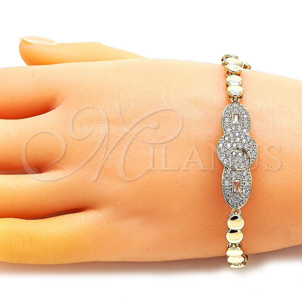 Gold Filled Bracelet — Fancy Bracelet with White Micro Pave Polished 03. — alternate product view — SKU 148002 | Oro Laminado brazalete — elegante Bracelet with blanco Micro Pave pulido 03. — SKU 148002