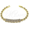 Oro Laminado Fancy Bracelet, Gold Filled Style with White Cubic Zirconia, Polished, Golden Finish, 03.283.0163.07 (06 MM Thickness, 7 Inches Length)