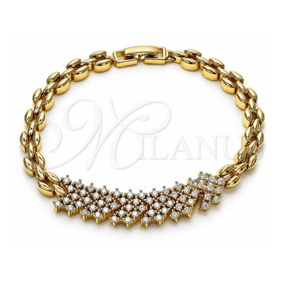 Oro Laminado Fancy Bracelet, Gold Filled Style with White Cubic Zirconia, Polished, Golden Finish, 03.283.0163.07 (06 MM Thickness, 7 Inches Length)