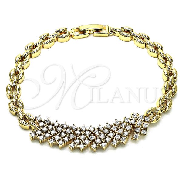 Gold Filled Bracelet — Fancy Bracelet with White Cubic Zirconia Polished 03. — main product view — SKU 148009 | Oro Laminado brazalete — elegante Bracelet with blanco Cubic Zirconia pulido 03. — SKU 148009