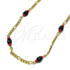Oro Laminado Fancy Necklace, Gold Filled Style with Black Crystal, Polished, Golden Finish, 03.64.0132.18 (03 MM Thickness, 18 Inches Length)