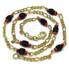 Oro Laminado Fancy Necklace, Gold Filled Style with Black Crystal, Polished, Golden Finish, 03.64.0132.18 (03 MM Thickness, 18 Inches Length)