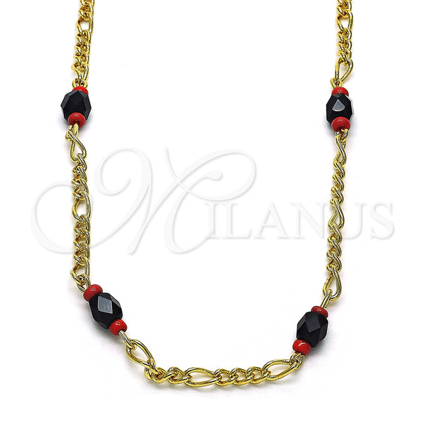 Gold Filled Necklace — Fancy Necklace with Black Crystal Polished 03.64. 03 — main product view — SKU 148018 | Oro Laminado collar — elegante Necklace with negro cristal pulido 03.64. 03 — SKU 148018