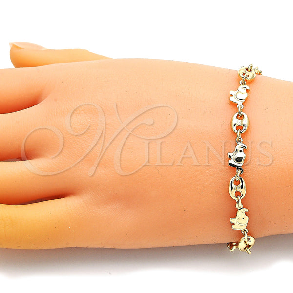 Gold Filled Bracelet — Fancy Bracelet Elephant and Paperclip Design Polished 03. — alternate product view — SKU 148020 | Oro Laminado brazalete — elegante Bracelet Elephant and Paperclip diseño pulido 03. — SKU 148020