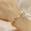 Oro Laminado Fancy Bracelet, Gold Filled Style Elephant and Paperclip Design, Polished, Golden Finish, 03.326.0025.07 (06 MM Thickness, 7 Inches Length)