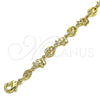 Oro Laminado Fancy Bracelet, Gold Filled Style Elephant and Paperclip Design, Polished, Golden Finish, 03.326.0025.07 (06 MM Thickness, 7 Inches Length)