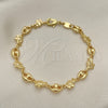 Oro Laminado Fancy Bracelet, Gold Filled Style Elephant and Paperclip Design, Polished, Golden Finish, 03.326.0025.07 (06 MM Thickness, 7 Inches Length)
