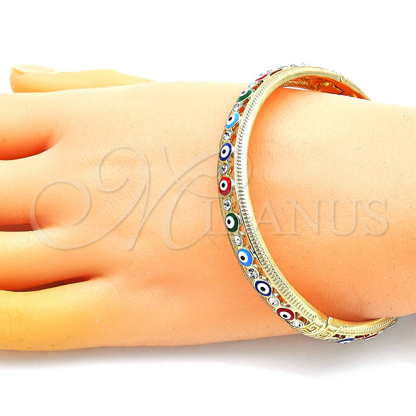 Gold Filled Jewelry — Individual Bangle Evil Eye Design with White Crystal — alternate product view — SKU 148033 | Oro Laminado joyería — Individual Bangle Evil Eye diseño with cristal blanco — SKU 148033