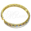Oro Laminado Individual Bangle, Gold Filled Style Evil Eye Design, with White Crystal, Multicolor Enamel Finish, Golden Finish, 07.380.0001.2.05 (10 MM Thickness, Size 5 (2.50 Diameter))