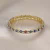 Oro Laminado Individual Bangle, Gold Filled Style Evil Eye Design, with White Crystal, Multicolor Enamel Finish, Golden Finish, 07.380.0001.2.05 (10 MM Thickness, Size 5 (2.50 Diameter))