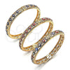 Oro Laminado Individual Bangle, Gold Filled Style Evil Eye Design, with White Crystal, Multicolor Enamel Finish, Golden Finish, 07.380.0001.2.05 (10 MM Thickness, Size 5 (2.50 Diameter))