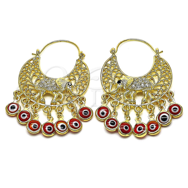 Gold Filled Ring — Long Earring Elephant and Evil Eye Design with — main product view — SKU 148035 | Oro Laminado anillo — Long Earring Elephant and Evil Eye diseño with — SKU 148035