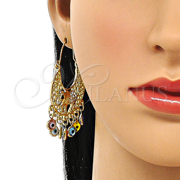 Gold Filled Ring — Long Earring Elephant and Evil Eye Design with — alternate product view — SKU 148037 | Oro Laminado anillo — Long Earring Elephant and Evil Eye diseño with — SKU 148037