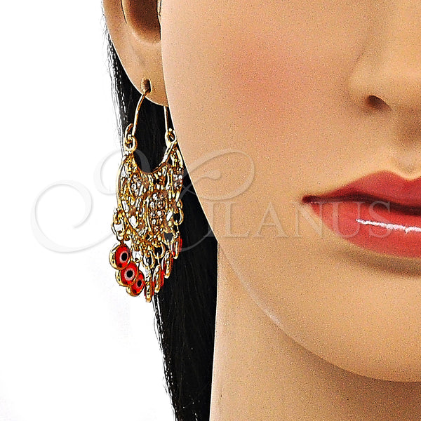 Gold Filled Ring — Long Earring Turtle and Evil Eye Design with — alternate product view — SKU 148040 | Oro Laminado anillo — Long Earring Turtle and Evil Eye diseño with — SKU 148040