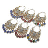 Oro Laminado Long Earring, Gold Filled Style Turtle and Evil Eye Design, with White and Black Crystal, Multicolor Resin Finish, Golden Finish, 02.380.0104.2