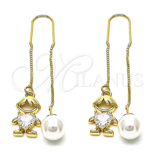 Gold Filled Ring — Threader Earring Little Boy and Heart Design with — main product view — SKU 148041 | Oro Laminado anillo — Threader Earring Little Boy and corazón diseño with — SKU 148041