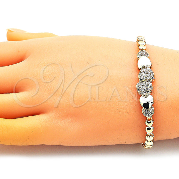 Gold Filled Bracelet — Fancy Bracelet Heart Design with White Micro Pave — alternate product view — SKU 148044 | Oro Laminado brazalete — elegante Bracelet corazón diseño with blanco Micro Pave — SKU 148044