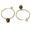 Oro Laminado Medium Hoop, Gold Filled Style with Brown Goldstone Venturina, Polished, Golden Finish, 02.63.2744.30