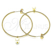 Oro Laminado Large Hoop, Gold Filled Style with Ivory Pearl, Polished, Golden Finish, 02.63.2744.1.50