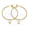 Oro Laminado Large Hoop, Gold Filled Style with Ivory Pearl, Polished, Golden Finish, 02.63.2744.1.50