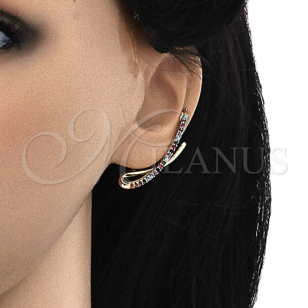 Gold Filled Ring — Earcuff with Multicolor Micro Pave and Garnet Cubic — alternate product view — SKU 148065 | Oro Laminado anillo — Earcuff with Multicolor Micro Pave and Garnet Cubic — SKU 148065