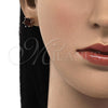 Oro Laminado Earcuff, Gold Filled Style with Multicolor Micro Pave and Garnet Cubic Zirconia, Polished, Golden Finish, 02.210.0674