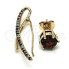 Oro Laminado Earcuff, Gold Filled Style with Multicolor Micro Pave and Garnet Cubic Zirconia, Polished, Golden Finish, 02.210.0674