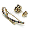 Oro Laminado Earcuff, Gold Filled Style with Multicolor Micro Pave and Garnet Cubic Zirconia, Polished, Golden Finish, 02.210.0674