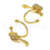 Oro Laminado Earcuff, Gold Filled Style key Design, with White Cubic Zirconia, Polished, Golden Finish, 02.213.0371
