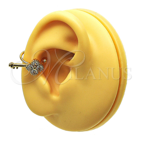 Gold Filled Ring — Earcuff key Design with White Cubic Zirconia Polished — main product view — SKU 148067 | Oro Laminado anillo — Earcuff key diseño with blanco Cubic Zirconia pulido — SKU 148067