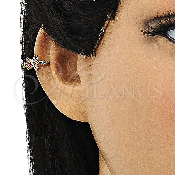 Gold Filled Ring — Earcuff Butterfly Design with Multicolor Micro Pave Polished — alternate product view — SKU 148076 | Oro Laminado anillo — Earcuff Butterfly diseño with Multicolor Micro Pave pulido — SKU 148076