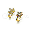 Oro Laminado Earcuff, Gold Filled Style Butterfly Design, with Multicolor Micro Pave, Polished, Golden Finish, 02.213.0376.1