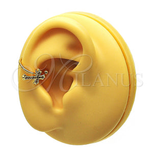 Gold Filled Ring — Earcuff Cross Design with White Micro Pave Polished — main product view — SKU 148077 | Oro Laminado anillo — Earcuff cruz diseño with blanco Micro Pave pulido — SKU 148077