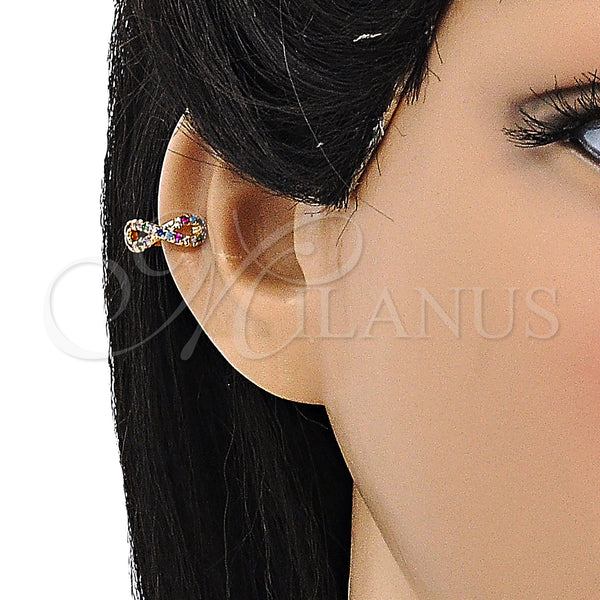 Gold Filled Ring — Earcuff Infinite Design with Multicolor Micro Pave Polished — alternate product view — SKU 148079 | Oro Laminado anillo — Earcuff Infinite diseño with Multicolor Micro Pave pulido — SKU 148079