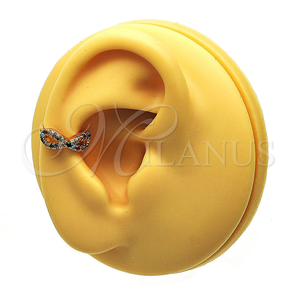 Gold Filled Ring — Earcuff Infinite Design with Multicolor Micro Pave Polished — main product view — SKU 148079 | Oro Laminado anillo — Earcuff Infinite diseño with Multicolor Micro Pave pulido — SKU 148079